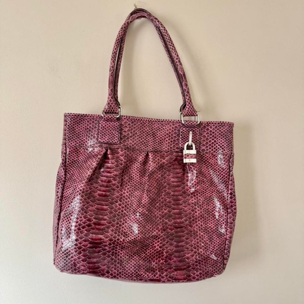 Women's Burgundy Snake-Embossed Tote